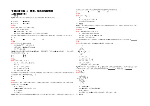 《志鸿全优设计》2022届高考数学理科二轮复习专题能力训练：16解析几何 