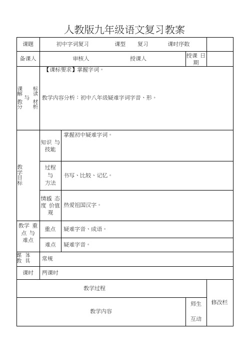 人教版九年级语文复习教案：初中字词复习2.doc