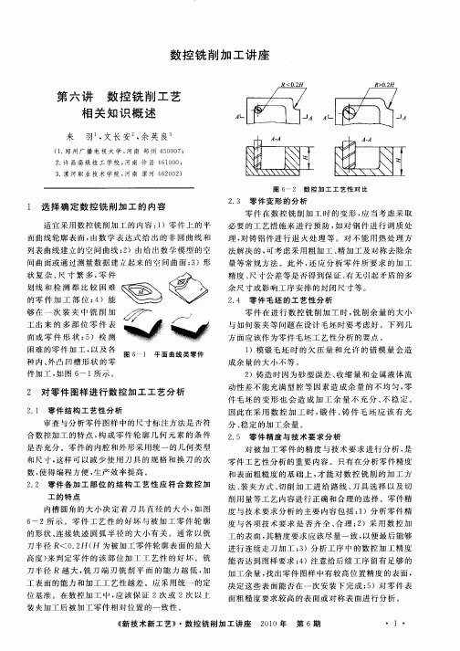 第六讲 数控铣削工艺相关知识概述