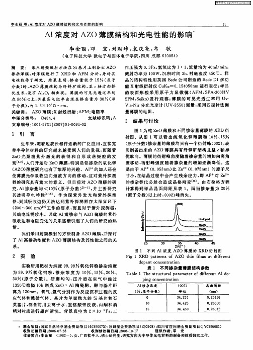 Al浓度对AZO薄膜结构和光电性能的影响