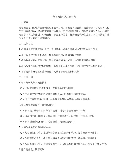 数字城管个人工作计划