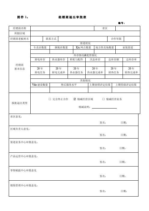 经销商退出审批表模板