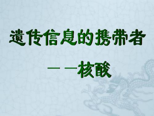 人教版高中生物必修1遗传信息的携带者 核酸课件