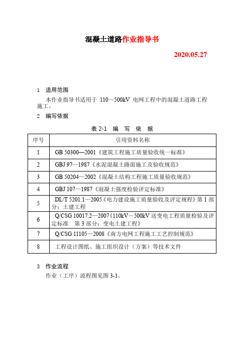 变电土建：混凝土道路作业指导书