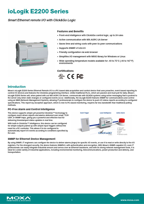 Moxa ioLogik E2200 Series智能以太网远程I O产品说明书