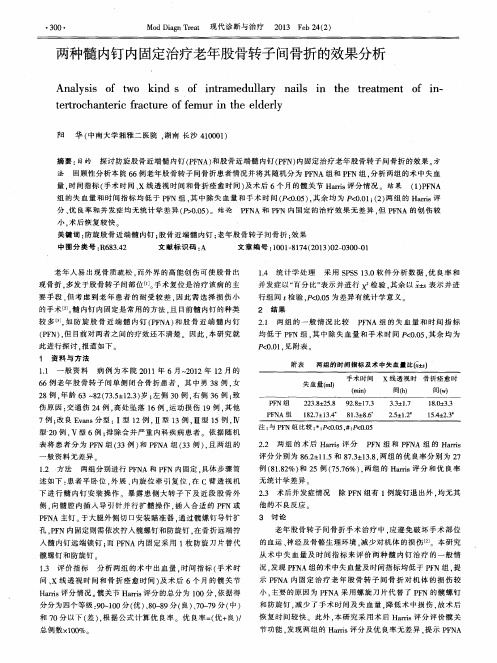 两种髓内钉内固定治疗老年股骨转子间骨折的效果分析