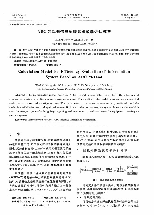 ADC的武器信息处理系统效能评估模型