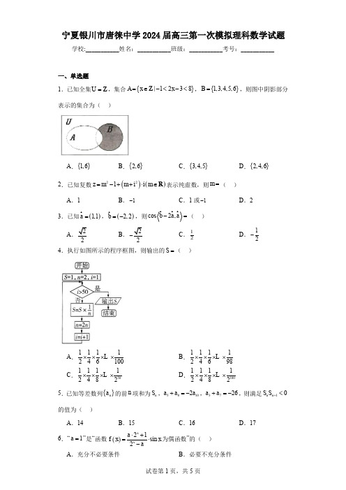 宁夏银川市唐徕中学2024届高三第一次模拟理科数学试题