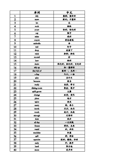 深圳小学词汇五年级下