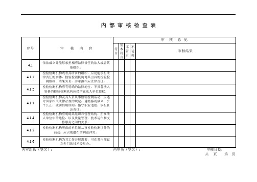 内部审核检查表