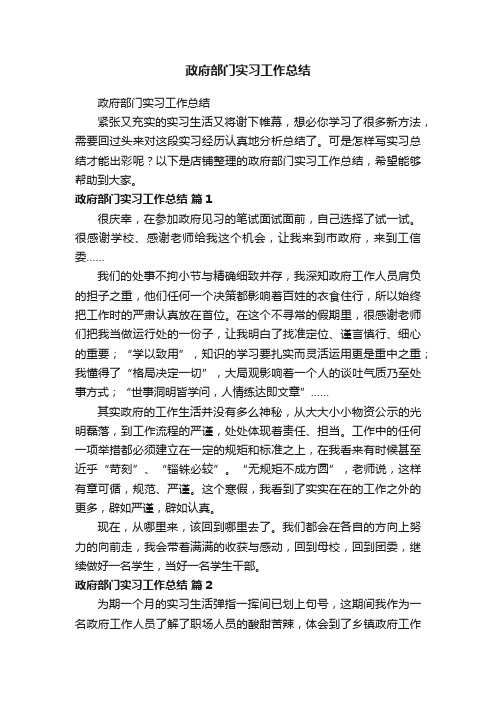 政府部门实习工作总结