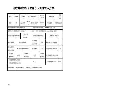 推荐高级职称职务人员情况综合表