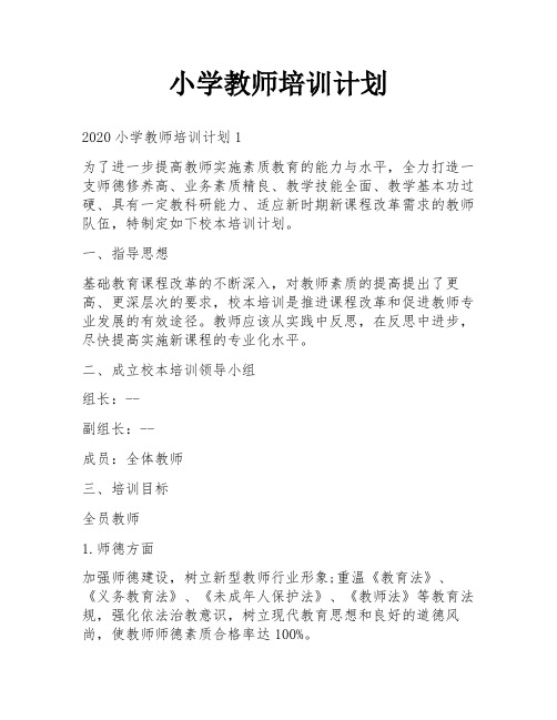 小学教师培训计划