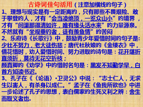 古诗文活用省公开课获奖课件市赛课比赛一等奖课件