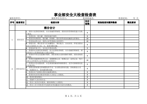 消防安全大检查检查表(消防泵房、消防监控室)