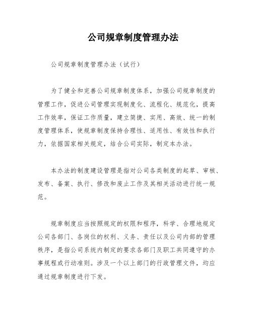 公司规章制度管理办法