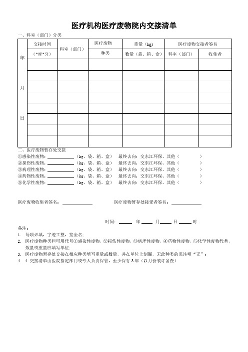 医疗废物院内交接清单(1)