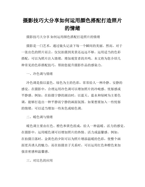 摄影技巧大分享如何运用颜色搭配打造照片的情绪