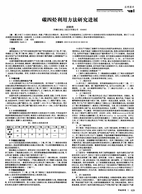 碳四烃利用方法研究进展