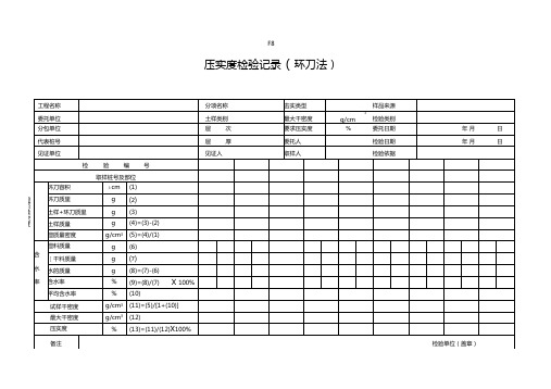 压实度检验记录(环刀法)