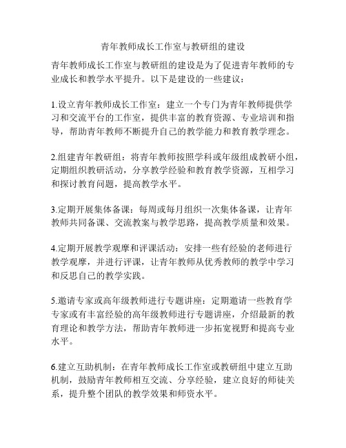 青年教师成长工作室与教研组的建设