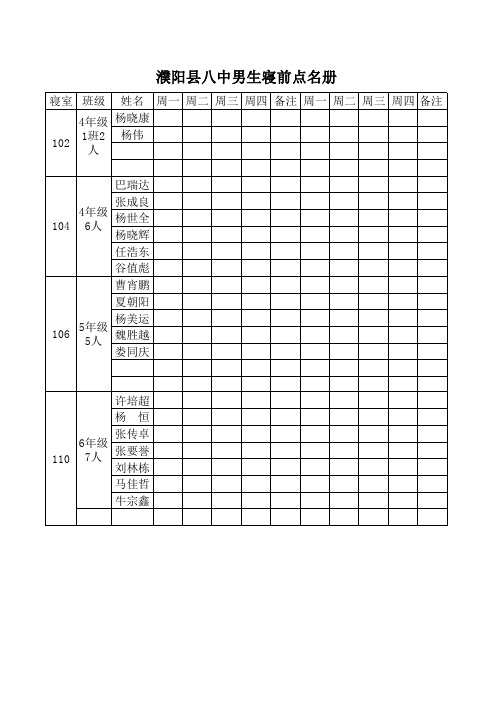 2019县八中寝室点名册