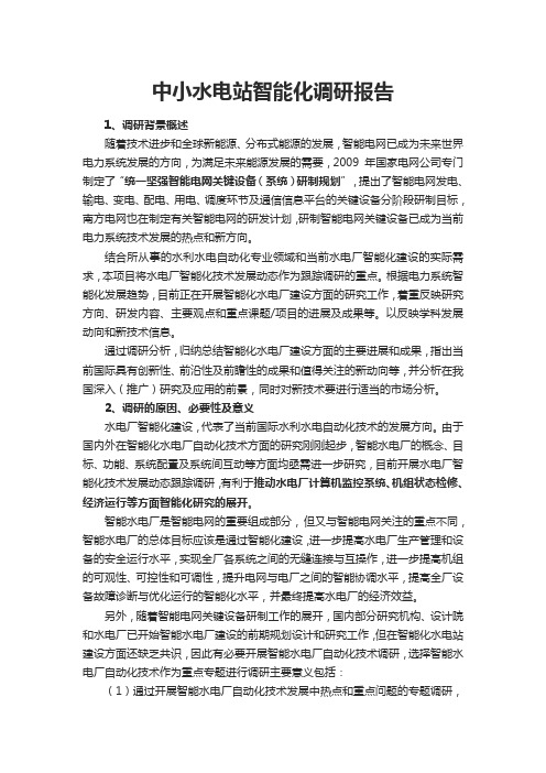 中小水电站智能化调研报告.