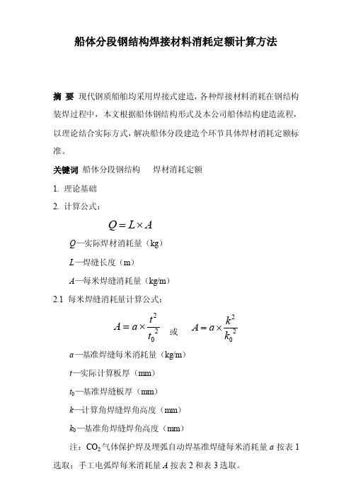 船体分段钢结构焊接材料消耗定额计算方法.doc