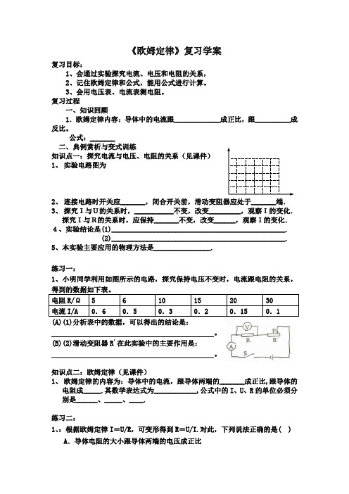 欧姆定律复习学案1