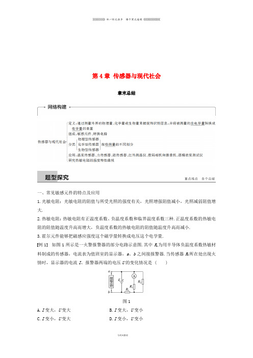 高中物理 第4章 传感器与现代社会章末学案 沪科版选修3-2