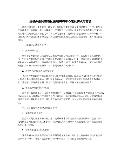 边疆少数民族地区基层胸痛中心建设实践与体会