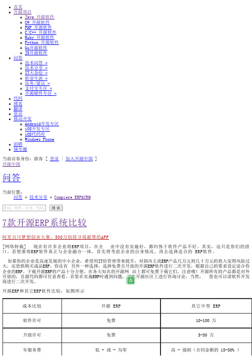 7款开源ERP系统比较 - 开源中国社区