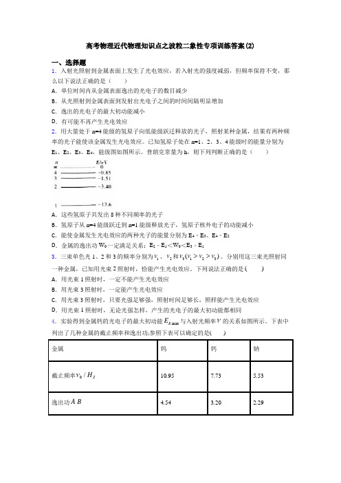 高考物理近代物理知识点之波粒二象性专项训练答案(2)