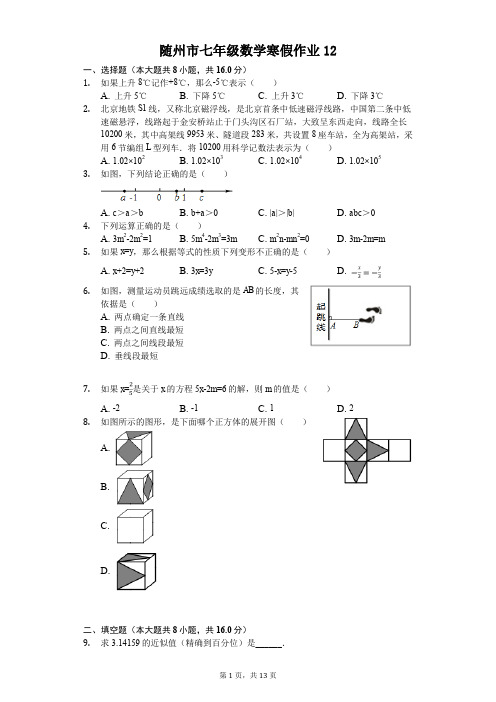 随州市七年级数学寒假作业(含答案) (12)