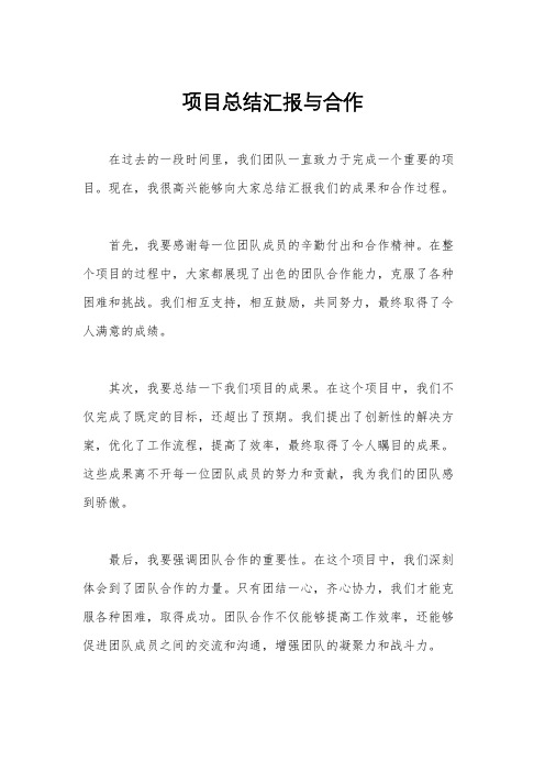 项目总结汇报与合作