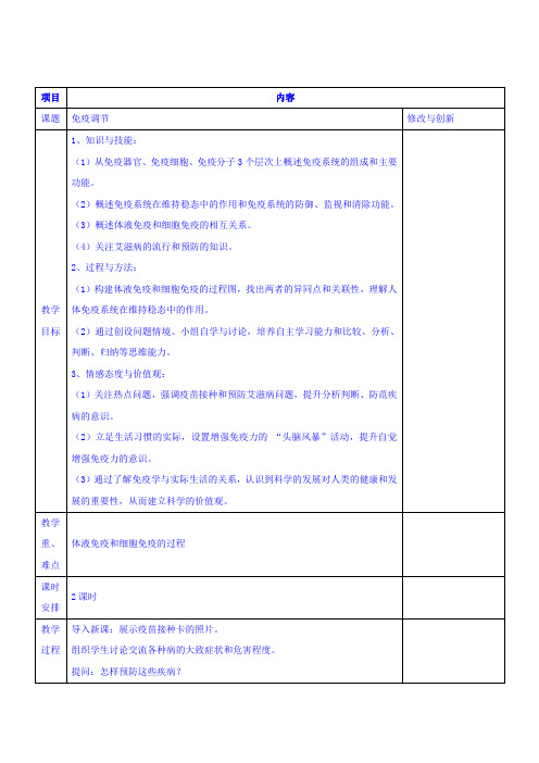 高中生物必修三教案：2.4免疫调节