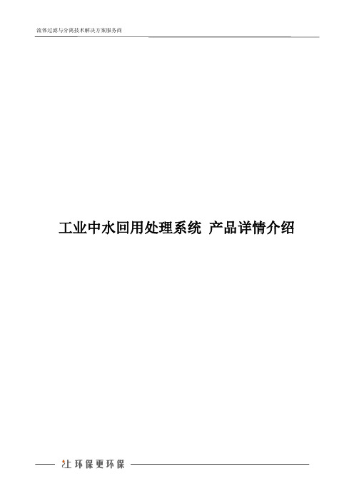 工业中水回用处理系统 产品详情介绍