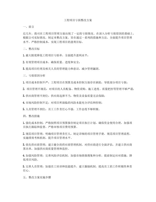 工程项目亏损整改方案