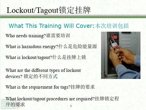 Lockout Tagout锁定挂牌