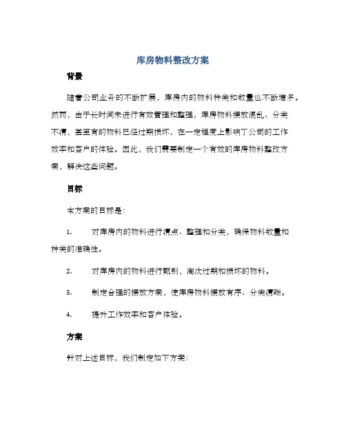 库房物料整改方案