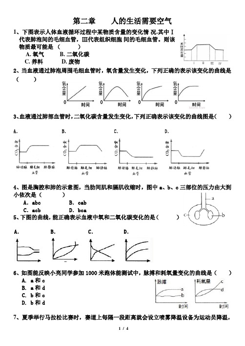 2019年七年级下册生物第二章练习题