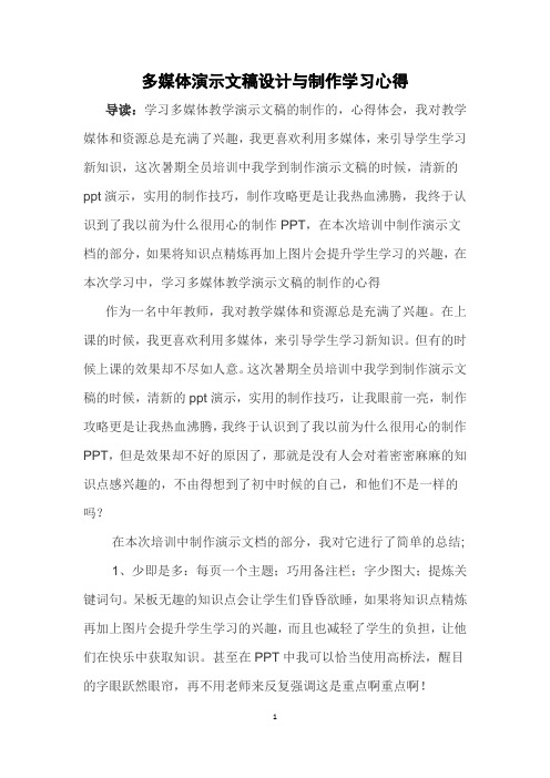 多媒体演示文稿设计与制作学习心得