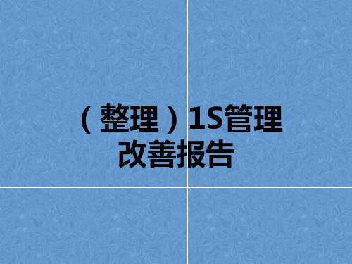 精益5S管理之1S管理向后作业报告