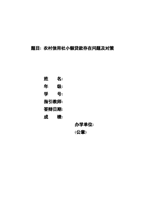 2021年农村信用社的小额贷款存在问题及对策论文