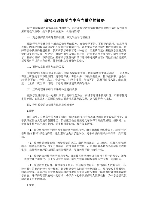藏汉双语数学当中应当贯穿的策略
