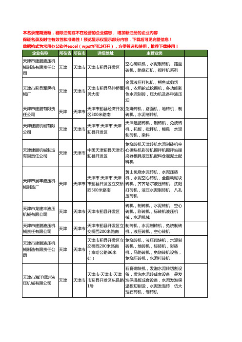 新版天津市水泥制砖机工商企业公司商家名录名单联系方式大全30家