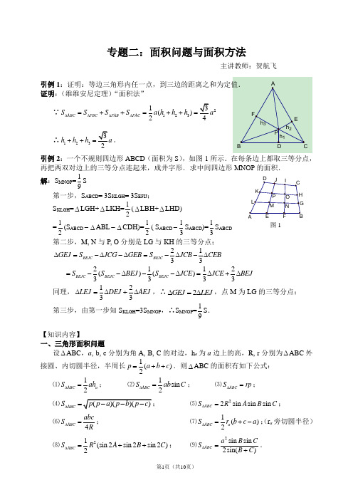 专题2：面积问题与面积方法(讲义)