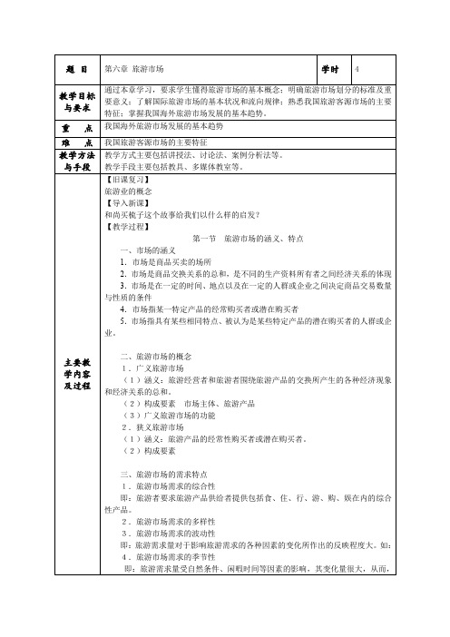 旅游学概论教案 第六章 旅游市场