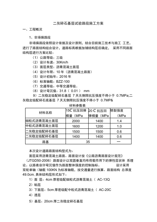 二灰碎石基层试验路段施工方案