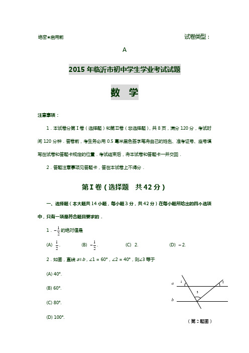 2015年山东省临沂市中考数学试卷(word版含答案)